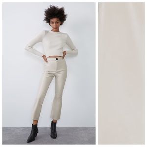Nwot Zara Cream Faux Leather Leggings 